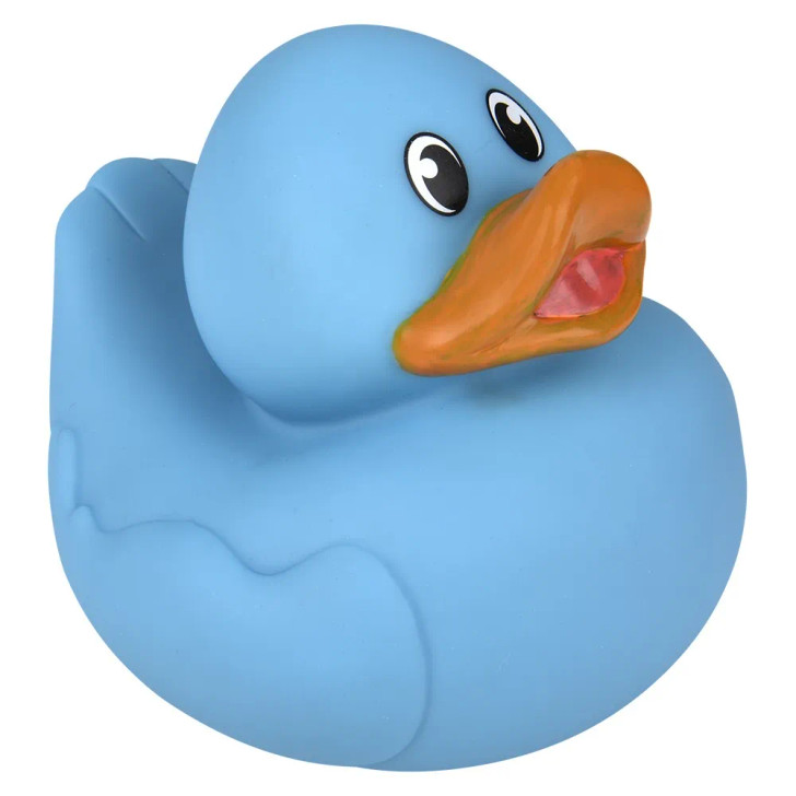 Rubber Duckies 5.5" Collectible Bulk 72 Pieces Six Assorted Colors Showing Blue Ducky Right Side Angle Carnival Prizes Party Favors