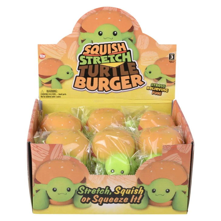 squish toy stretch turtle burgers 4 inch 12 piece display front