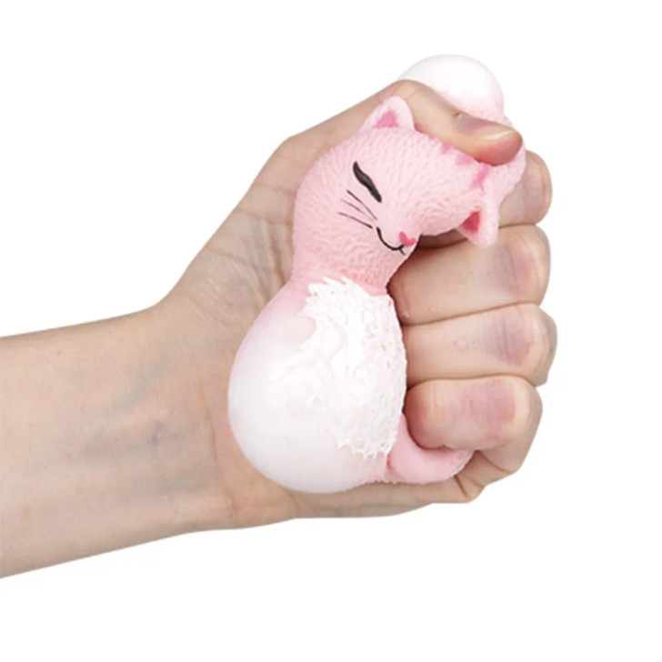 squish toy stretch cats 3 inch pink squeezed