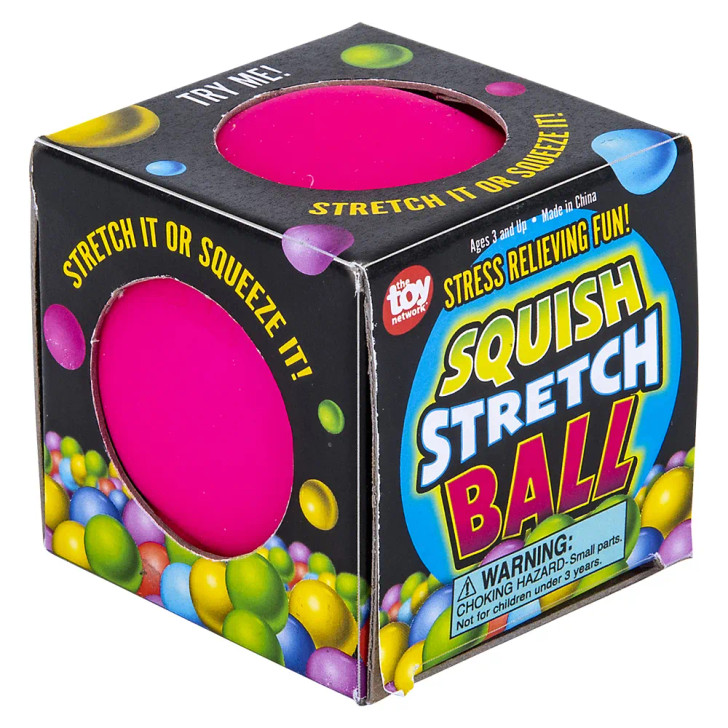 squish toy stretch gummi balls 2.5 inch fuchsia in display side