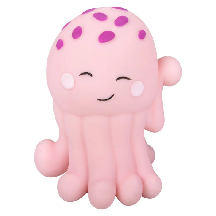 squish toy stretch jelly fish 3 inch pink