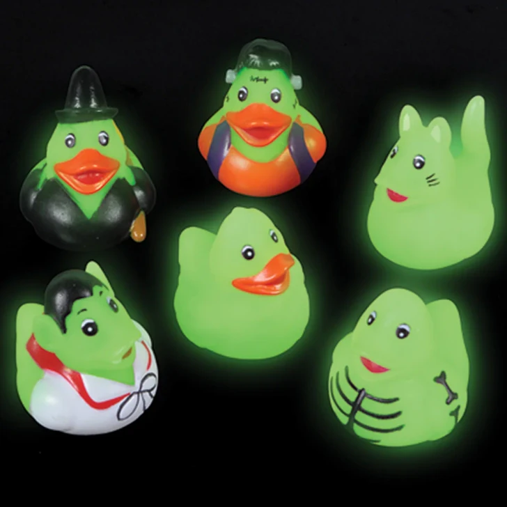 Mini Glow-in-the-Dark Halloween Rubber Duckies - 1.5 Inch - Case of 576 - 6 Styles
