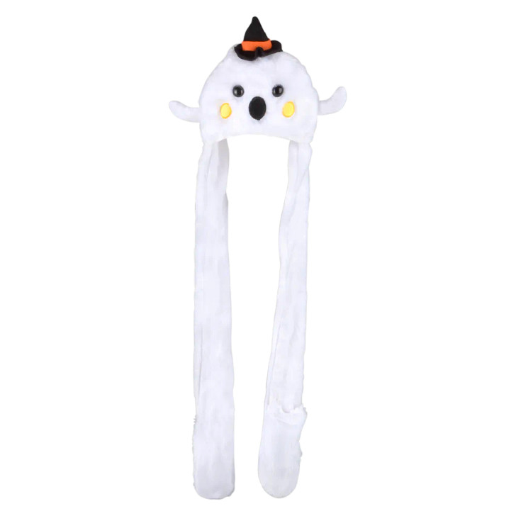 Halloween Light-Up Ghost Plush Hoodie Scarf Hats - 35 Inch - Case of 24