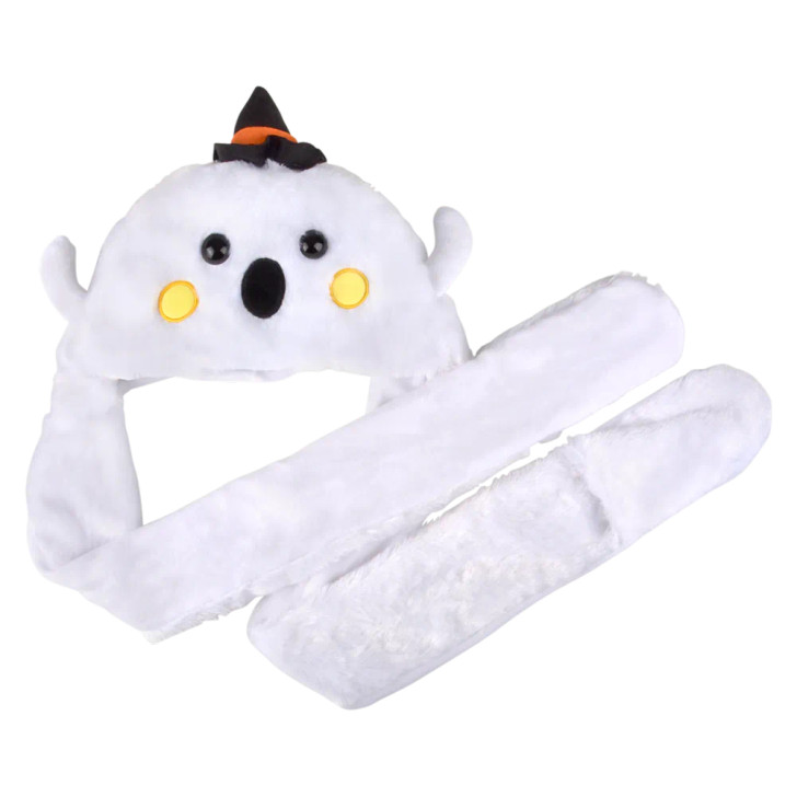 Halloween Light-Up Ghost Plush Hoodie Scarf Hats Bulk Party Favors