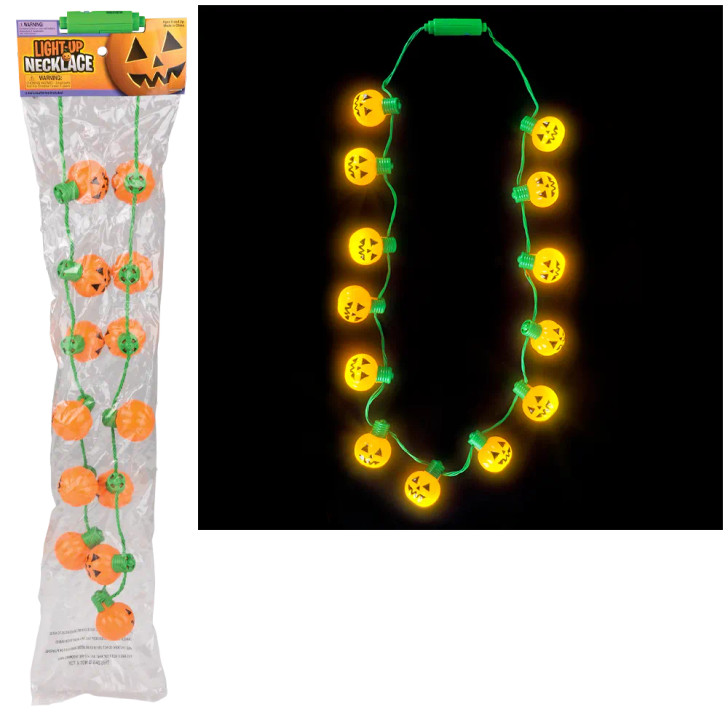 Halloween Light-Up Jack-O-Lantern Necklaces 25" Each