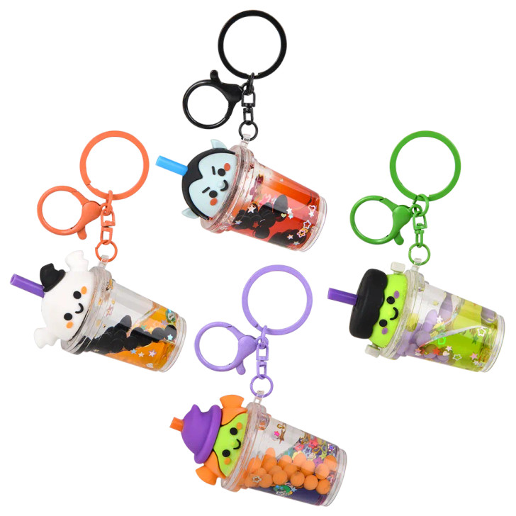 Halloween bubble tea clip ons 2.25 inch 4 assorted front left view