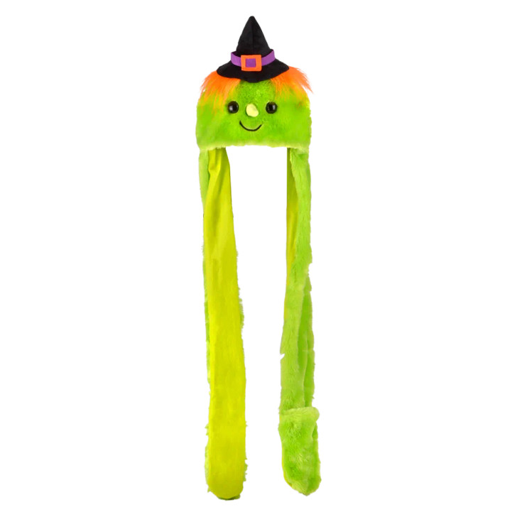 Halloween Light-Up Witch Plush Hoodie Scarf Hats 35" Each