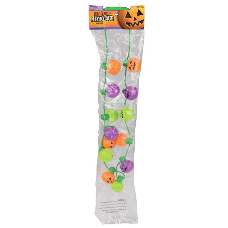 Halloween Light-Up Jack-O-Lantern Necklace Colors 25" Each