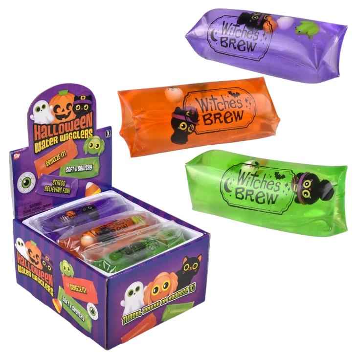 Jumbo Halloween Witches Brew Water Wiggler Toy Mix - 5 Inch - Case of 48 - 3 Colors