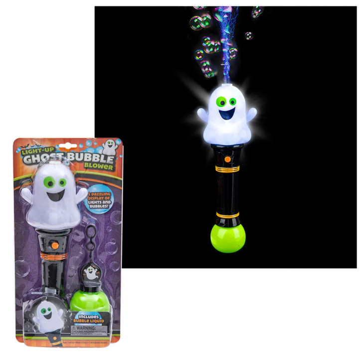 Halloween ghost light up wands 12 inch packaging and in use