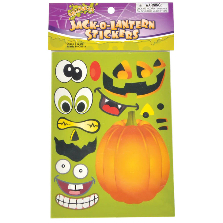Halloween Jack-O-Lantern Sticker Set - 5 x 7 Inch - Case of 2,880