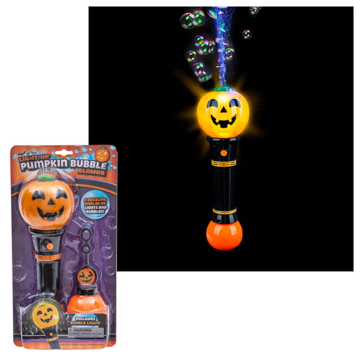 Halloween Jack-O-Lantern Light-Up Bubble Blower Toys Wholesale Case of 12