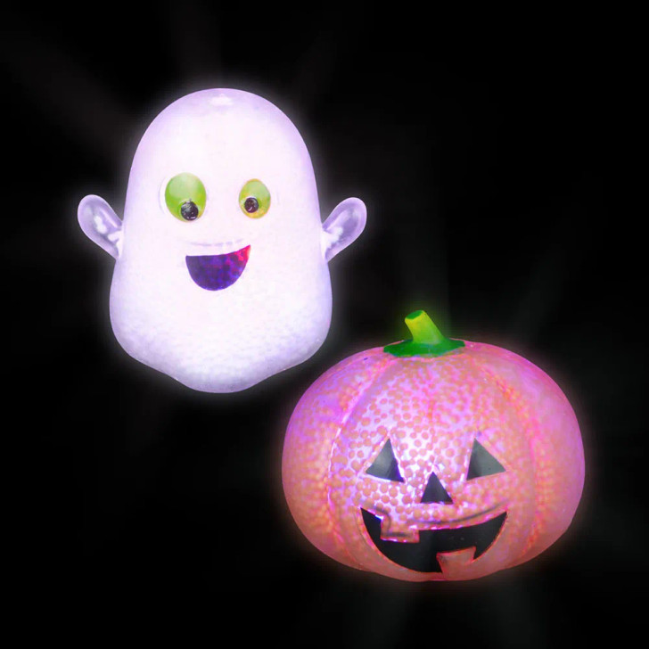 Halloween Squishy Light-Up Bead Jack-O-Lantern and Ghost Toy Mix Wholesale Case of 144