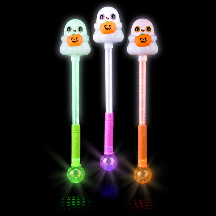 Halloween Light-Up Ghost Magic Ball Wand Toys 21" Each