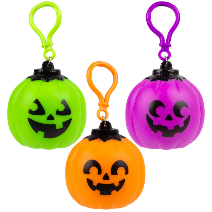 Light-Up Jack-O-Lantern Clip Ons 144 Pieces Bulk, 2.5 Inch - 3 Colors Assorted, Halloween Party Favors, Costumes