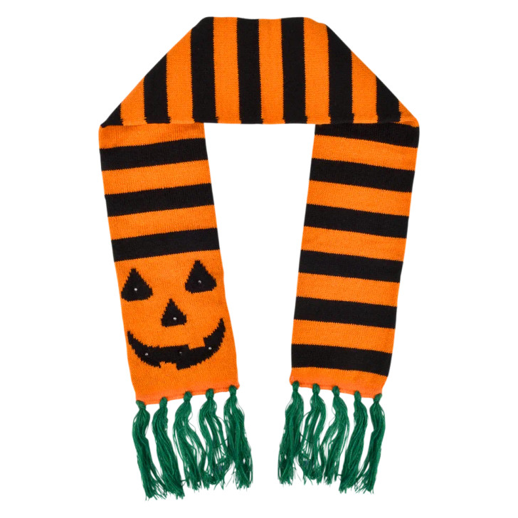 Halloween Light-Up Jack-O-Lantern Scarves - 35 Inch - Case of 36