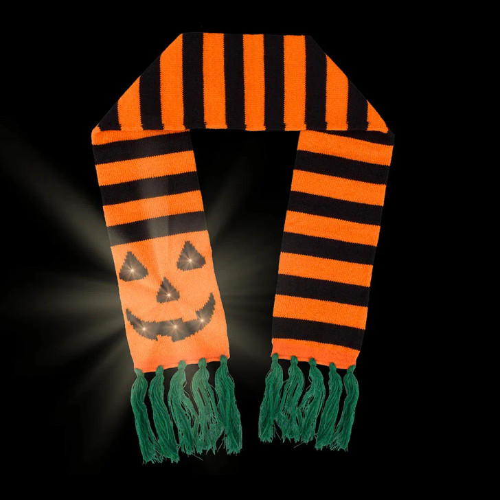 Halloween Light-Up Jack-O-Lantern Scarves Wholesale Case of 36