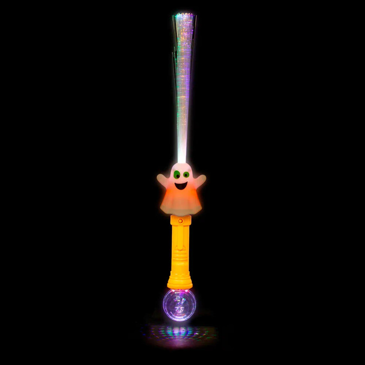 Halloween Light-Up Ghost Fiber Optic Wand Toys 21" Each