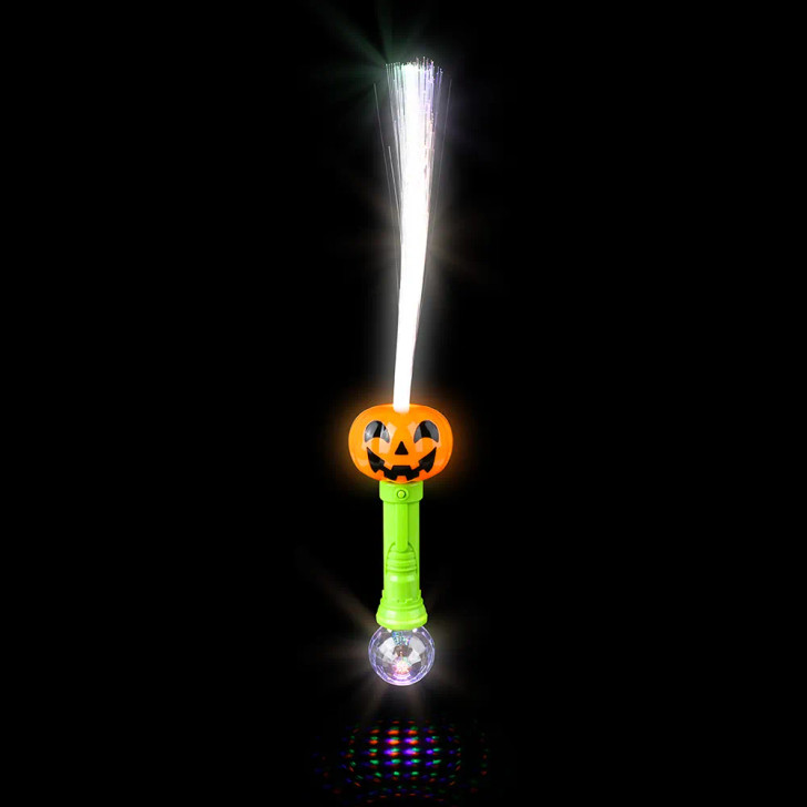 Halloween Light-Up Jack-O-Lantern Fiber Optic Wand Toys Wholesale Case of 36