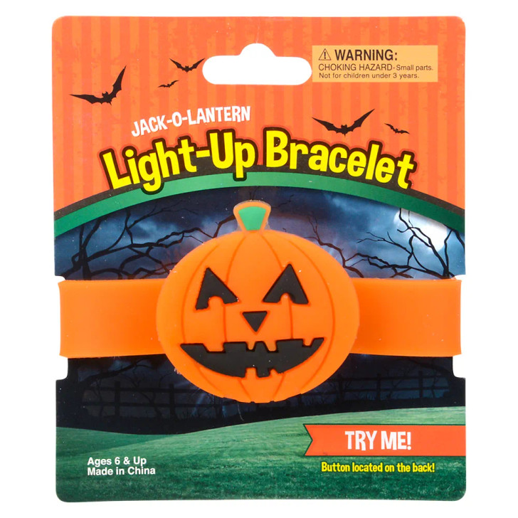 Halloween Light-Up Jack-O-Lantern Snap Bracelets Wholesale Case of 288
