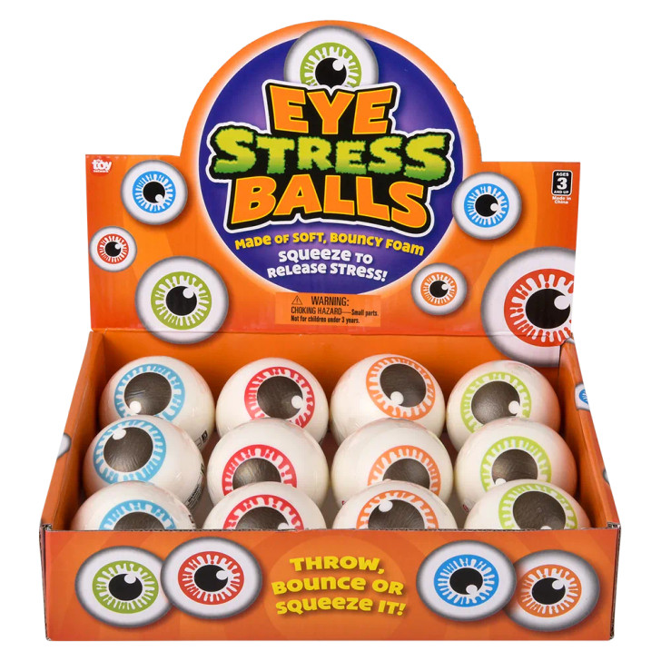 Eyeball squeezy toys 2.5 inch 4 colors box front view