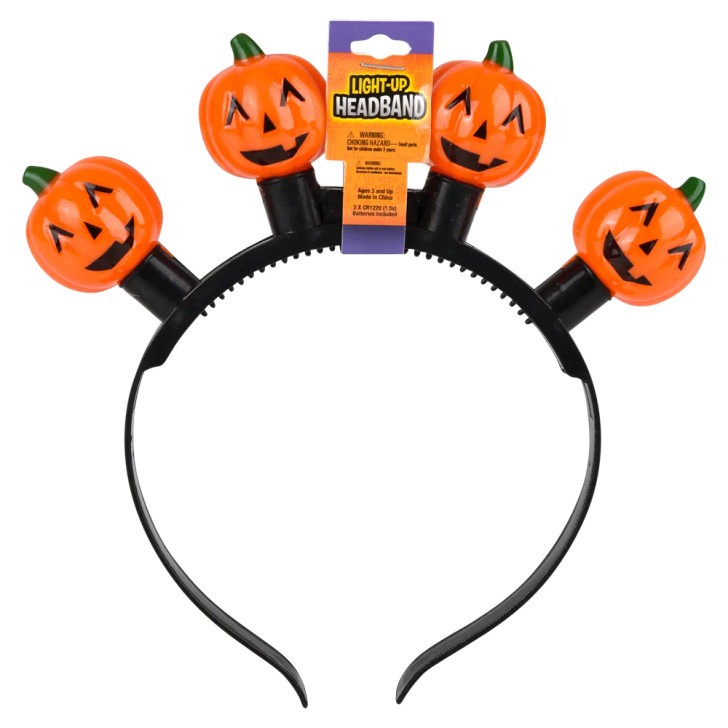 Halloween Light-Up Jack-O-Lantern Bulb Headbands Wholesale Case of 72