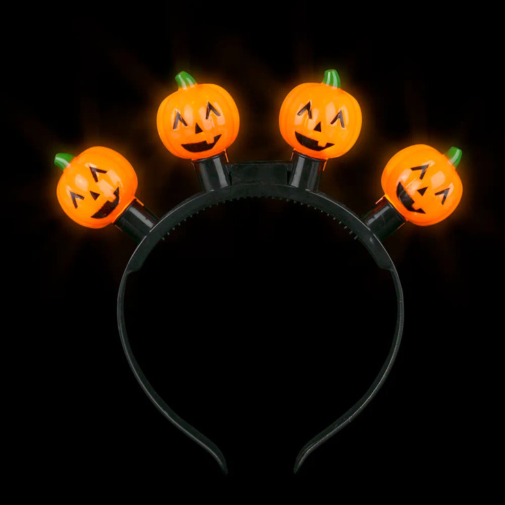 Halloween Light-Up Jack-O-Lantern Bulb Headbands Bulk Party Favors