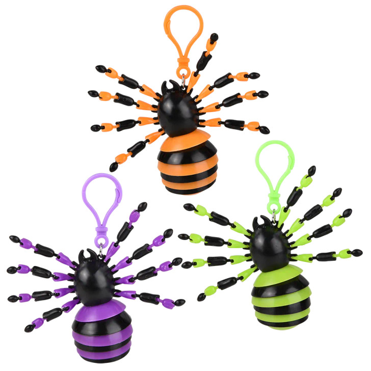 Halloween Wiggle Fidget Spider Clip-On Toy Mix 3" Each