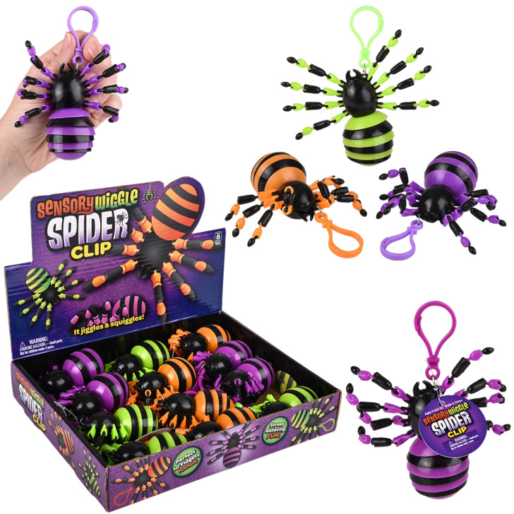 Halloween Wiggle Fidget Spider Clip-On Toy Mix Wholesale Case of 144 - View 10