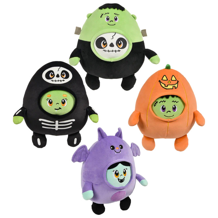 Dressed Squishy-Ishies Halloween Plush Characters - 8 Inch - Case of 48 - 4 Styles