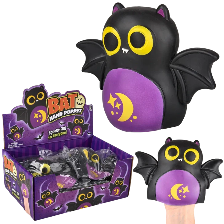 Halloween Bat Stretchy Hand Puppet Toys - 7 Inch - Case of 48