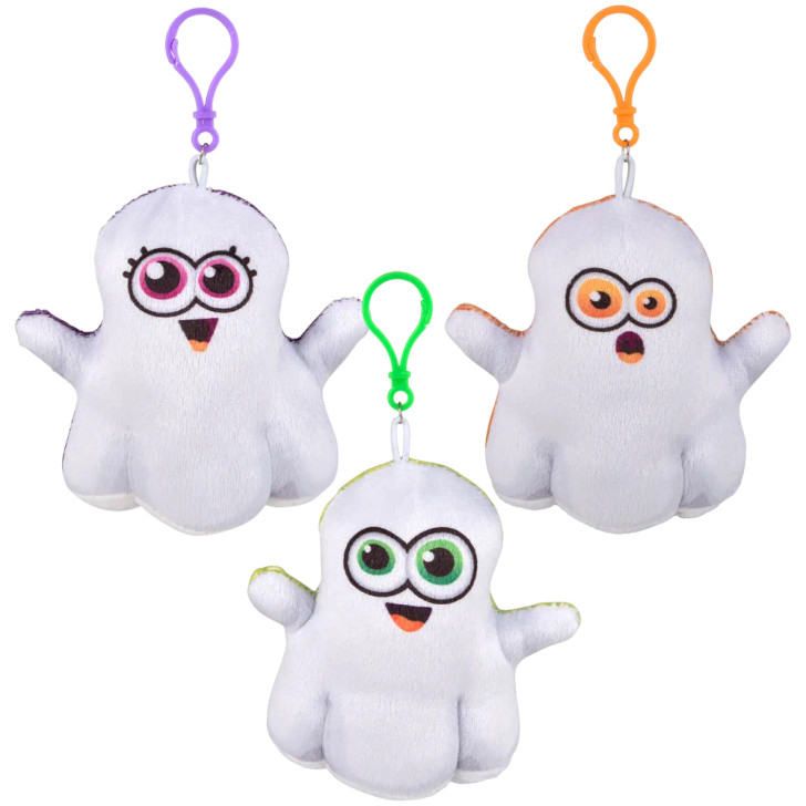 Halloween Plush Ghost Backpack Clip-On - 4 Inch - Case of 144 - 3 Colors