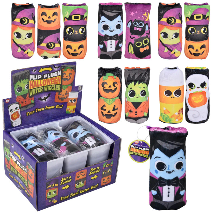 Halloween Flip Plush Water Wiggler Toys - 5.5 Inch - Case of 36 - Assorted Styles