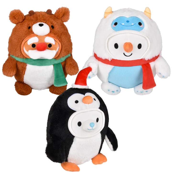 Squishy-Ishies Dressed Christmas Animals Plush Toy Mix - 8 Inch - Case of 36 - 3 Styles