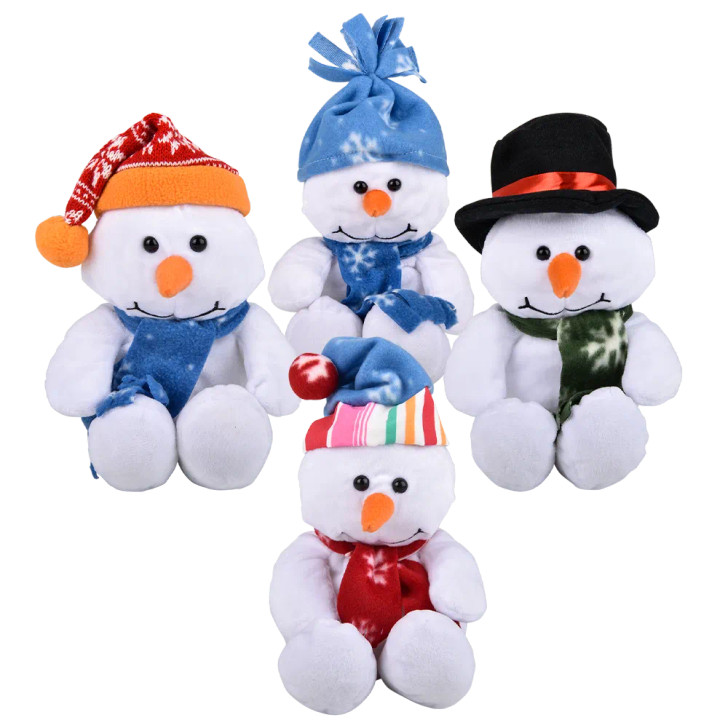 Bulk Christmas snowman plush toys 48pc 10in 4 styles holiday winter decor