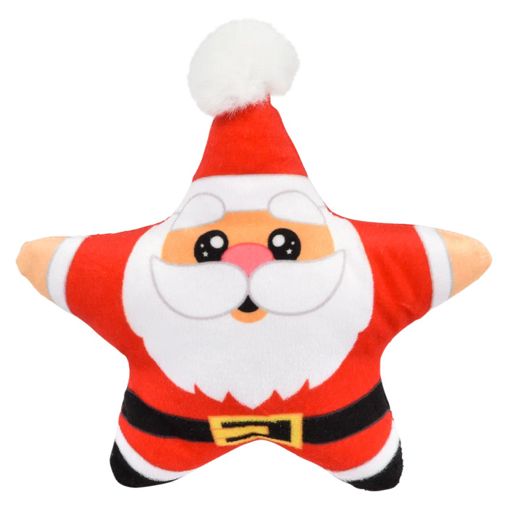 Bulk Christmas star plush toys 192pc 6in 6 styles santa snowman penguin elf santa front