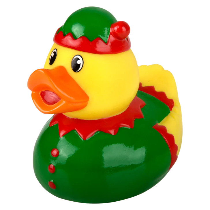 Bulk Christmas rubber duckies 72pc 3.5in holiday bath toys prizes elf duck left