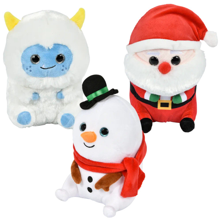 Bulk Christmas Character Plush Toys - 64pc Assortment, 7" Plush Animals, 3 Styles - Holiday Gifts, Decorations & Prizes