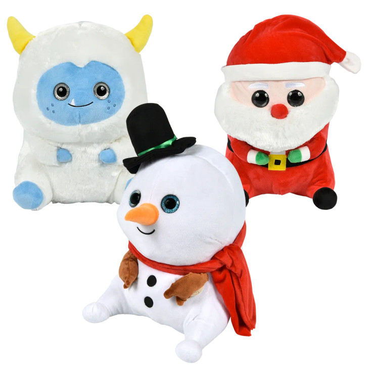 Bulk Christmas character plush 12pc 13in santa snowman yeti holiday toys