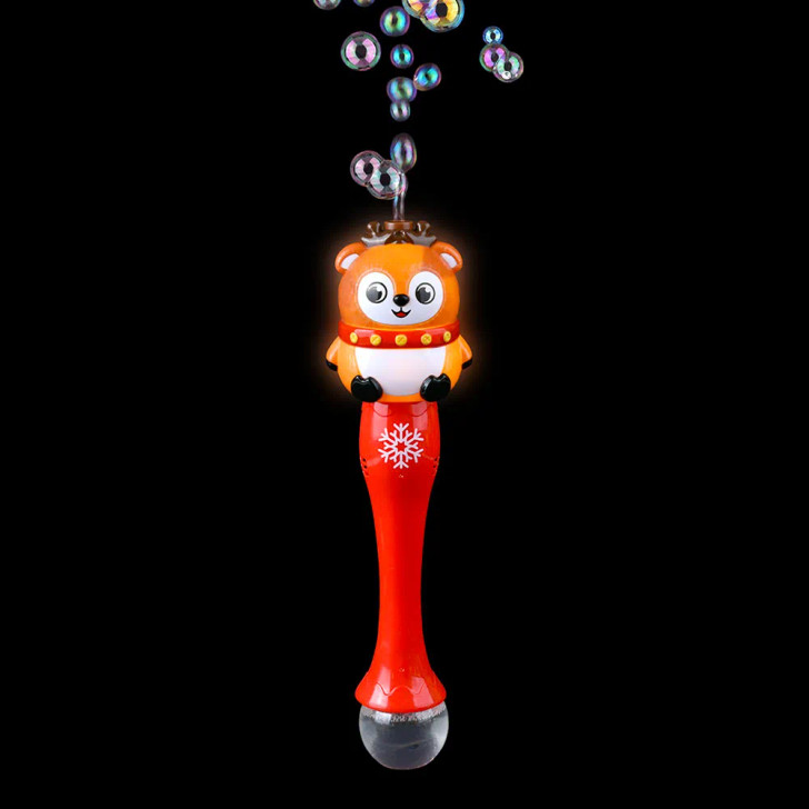 Christmas Light-Up Reindeer Bubble Wand Toys 13.5" Each