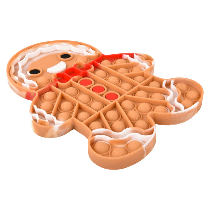 Christmas Gingerbread Man Jumbo Glitter Bubble Popper Toys 9" Each