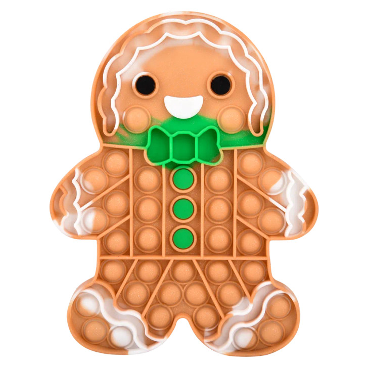 Christmas Gingerbread Man Jumbo Glitter Bubble Popper Toys Wholesale Case of 48