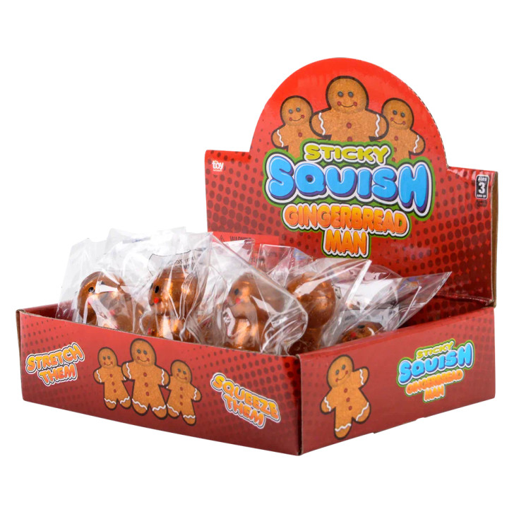Squish sticky Gingerbread man 144-pack group view of gingerbread man squish toys