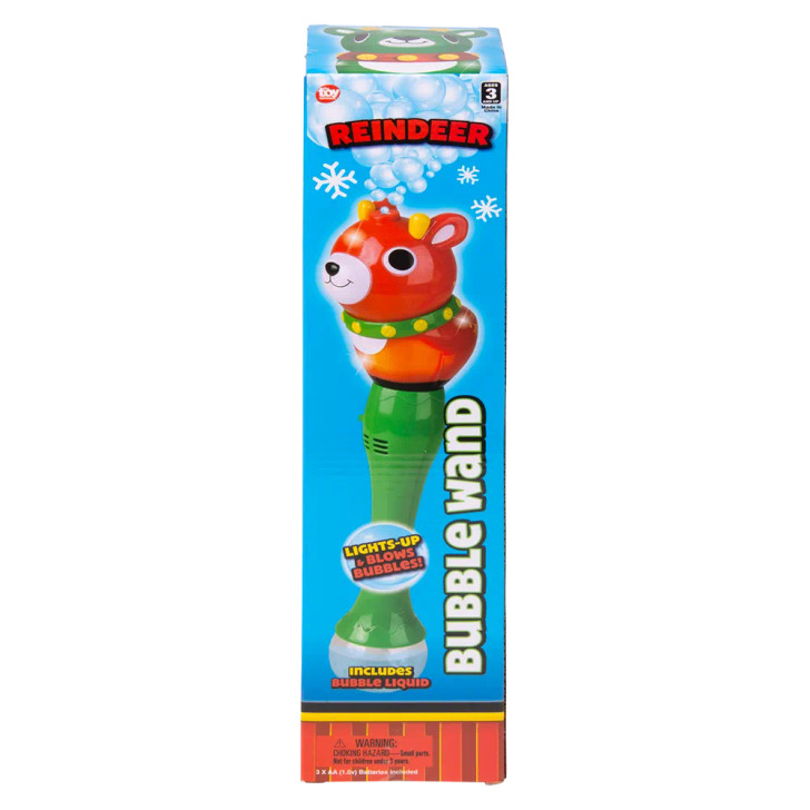 Christmas Light-Up Reindeer Bubble Wand Red Green Toys Bulk Party Favors