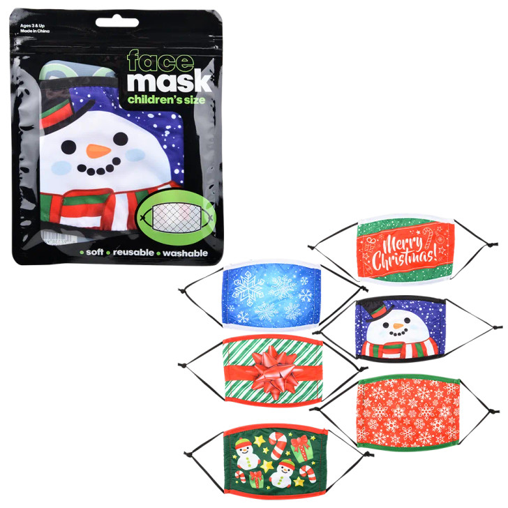 Christmas Face Mask Child Size 144 Pcs Bulk - Assorted Styles Holiday Gifts & Favors