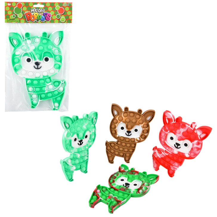 Reindeer Jumbo Bubble Popper 48 Pcs Bulk - 9" Christmas Holiday Toys & Gifts
