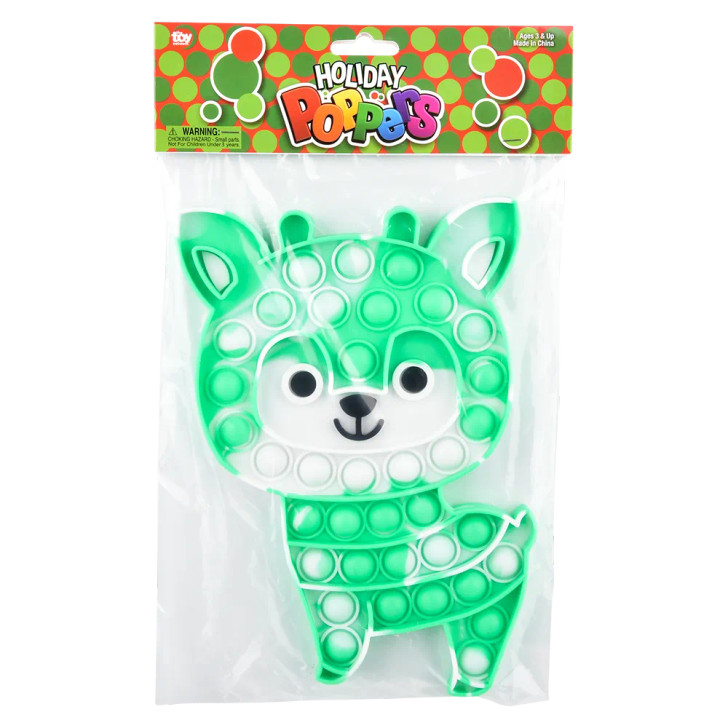 Reindeer jumbo bubble popper 48-pack (9") assortment view of various reindeer shaped poppers