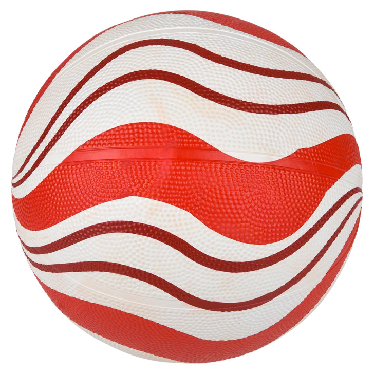 Candy Cane reg. basketball 25-pack (9.5") right-angle view of candy cane patterned basketball
