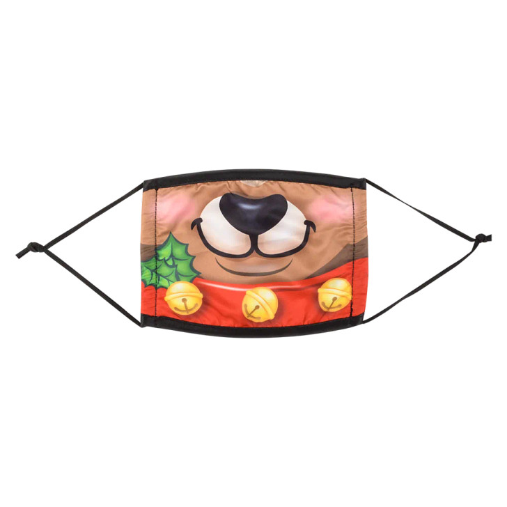 Holiday face mask child size 144-pack assortment right-angle view of face masks with holiday designs