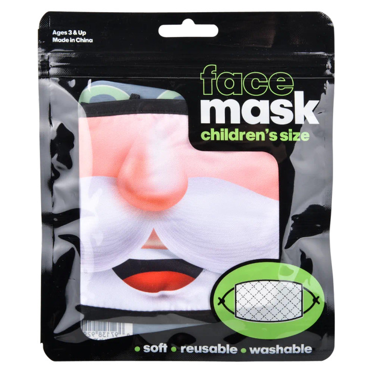 Holiday face mask child size 144-pack assortment in-hand view of face masks with holiday designs